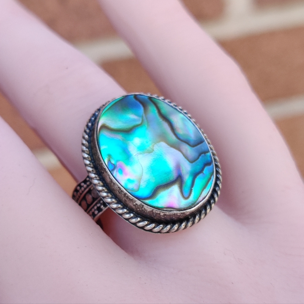 Vintage Sterling Silver Abalone Ring